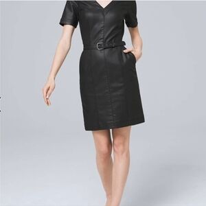 White House Black Market Coated Denim V-Neck Dress 4